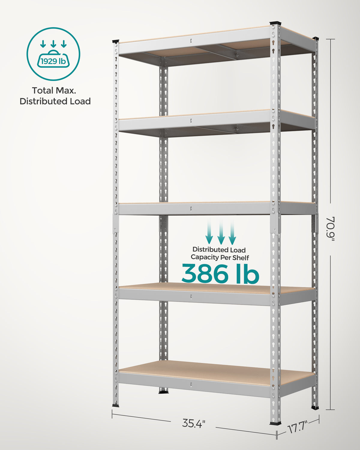 Storage Shelves - 5-Tier - Boltless Assembly - Set of 2