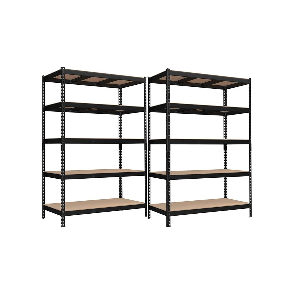 5-Tier Storage Shelves Set of 2 - Black 60 cm