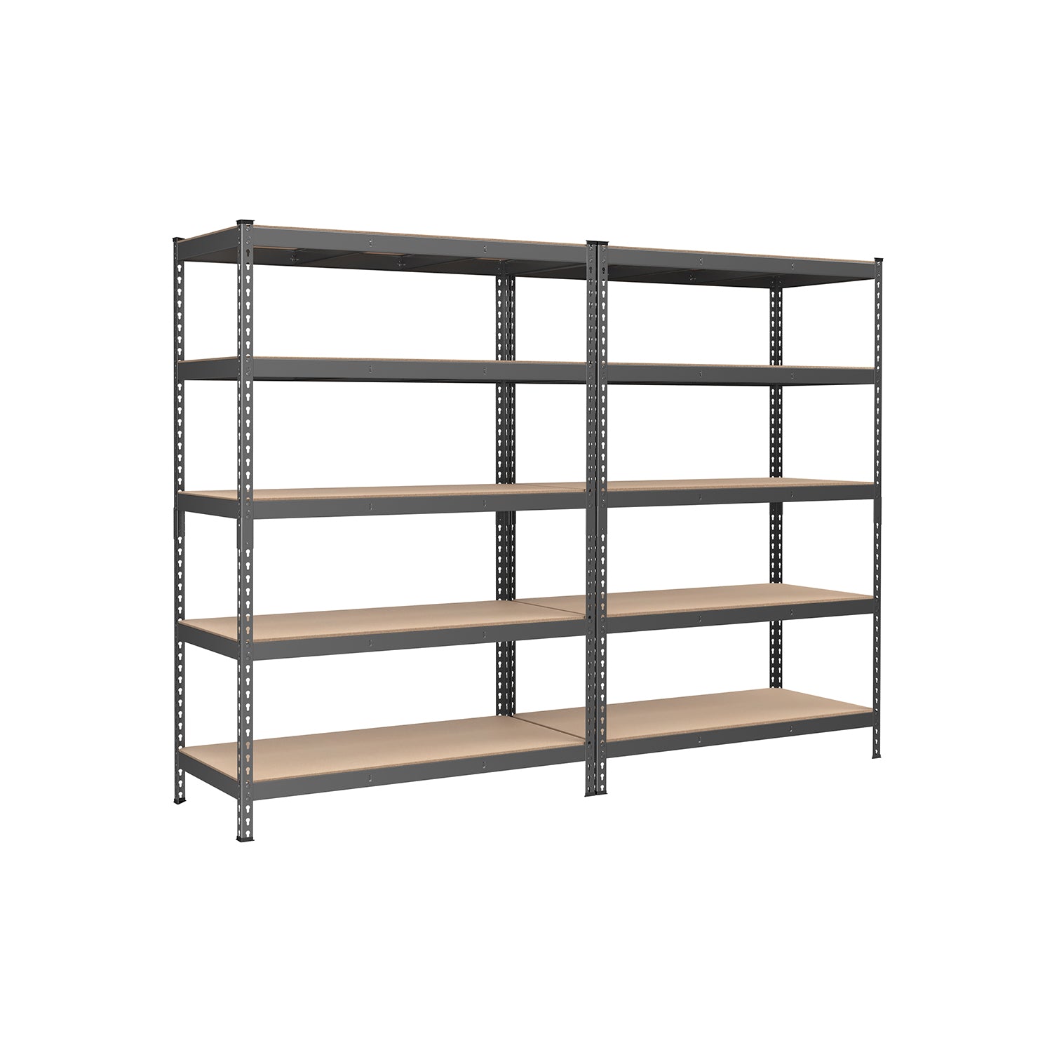 5-Tier Storage Shelves Set of 2 - Gray 60 cm