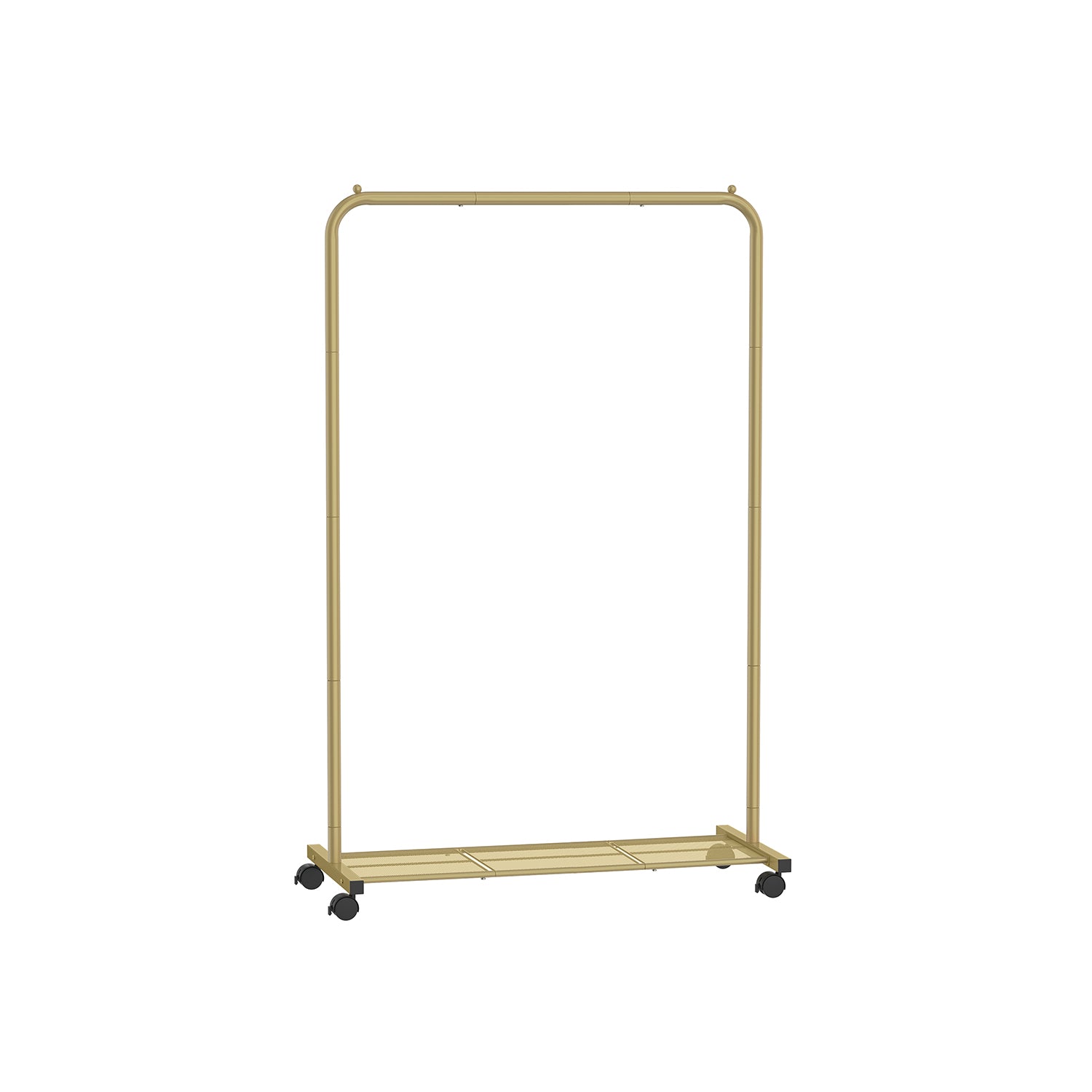 Clothes Rack with Wheels and Dense Mesh Storage Shelf - Gold - 15.9"D x 35.8"W x 62.2"H