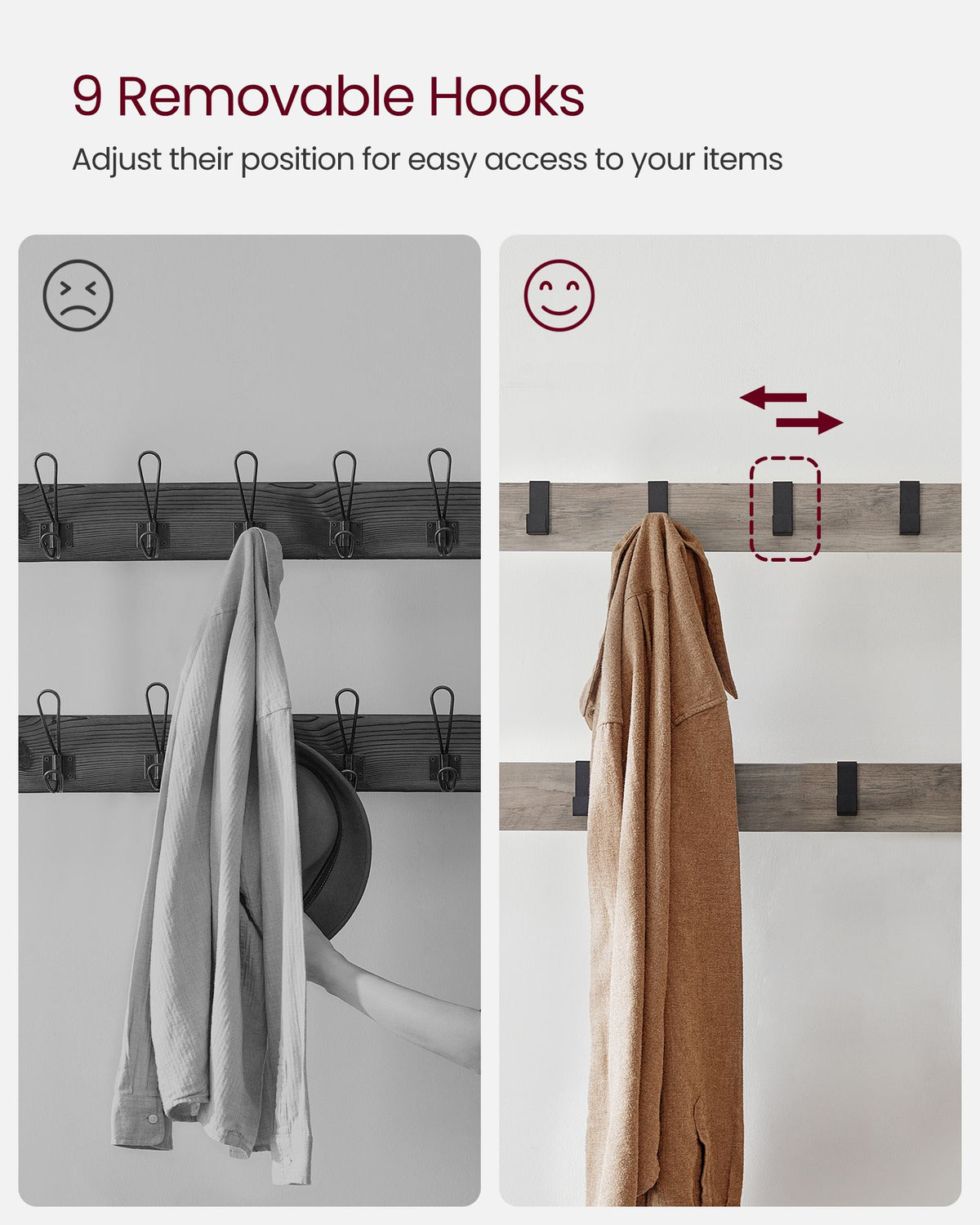 Coat Rack with Shoe Bench - For Entryway - 3-in-1 Design