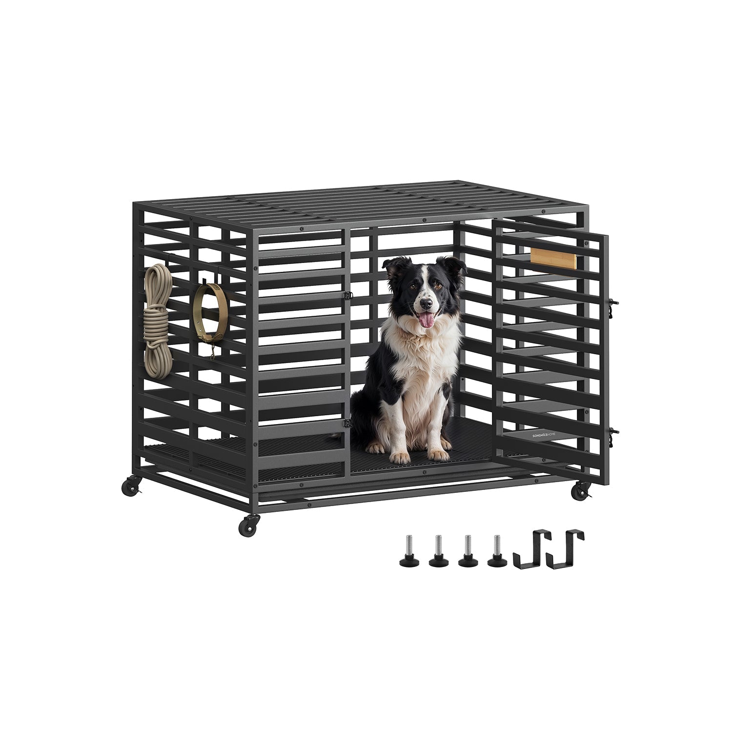 Heavy-Duty Dog Crate – Expandable Steel Kennel – 2 Sizes Available with Wheels and Tray