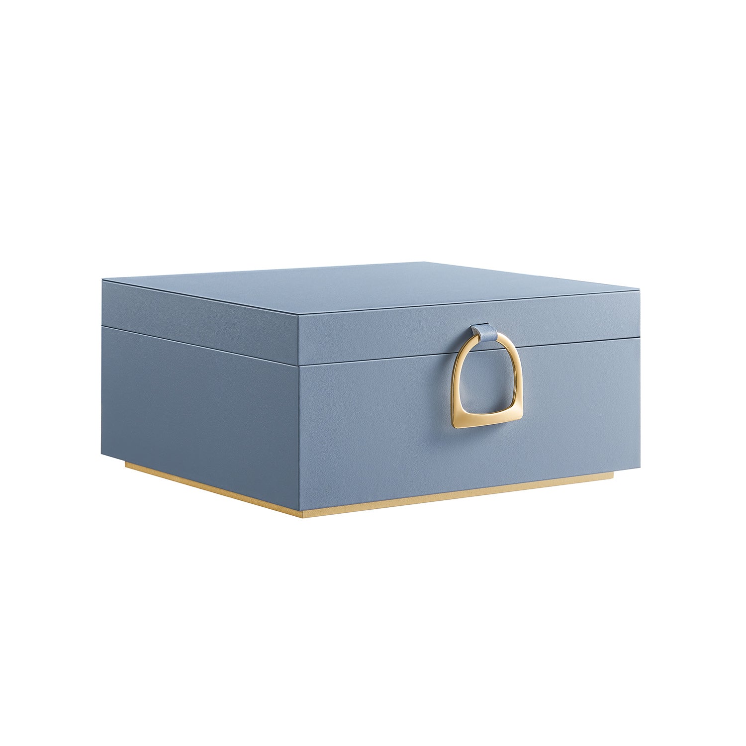 2-Layer Jewelry Box with Handle and Removable Jewelry Tray - Misty Blue