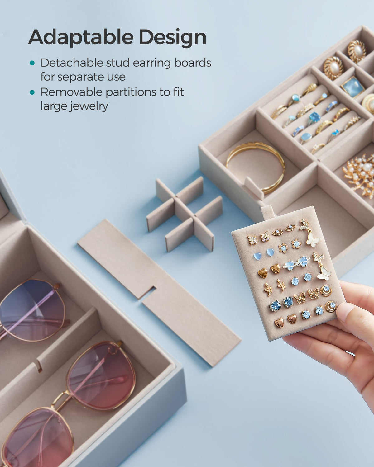 Jewelry Box - 2-Layer - Handle - Removable Tray