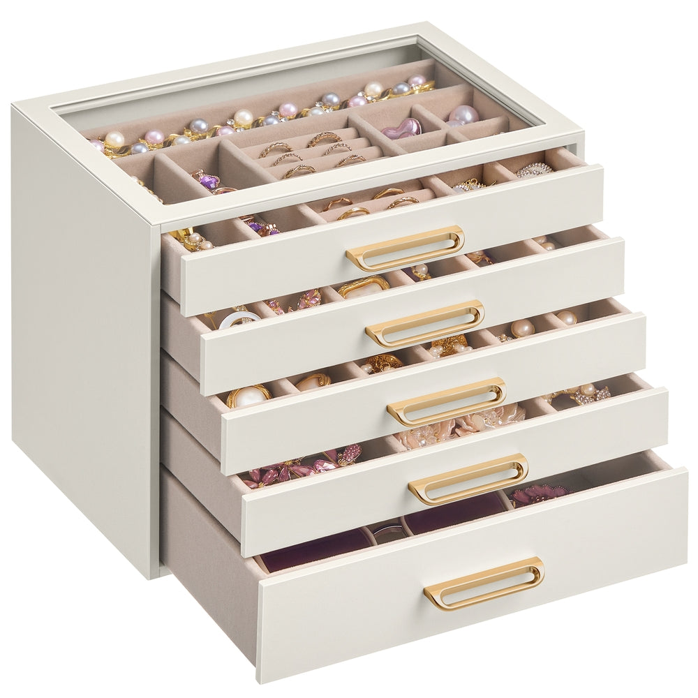 5-Layer Jewelry Box with Glass Window - Light Warm White
