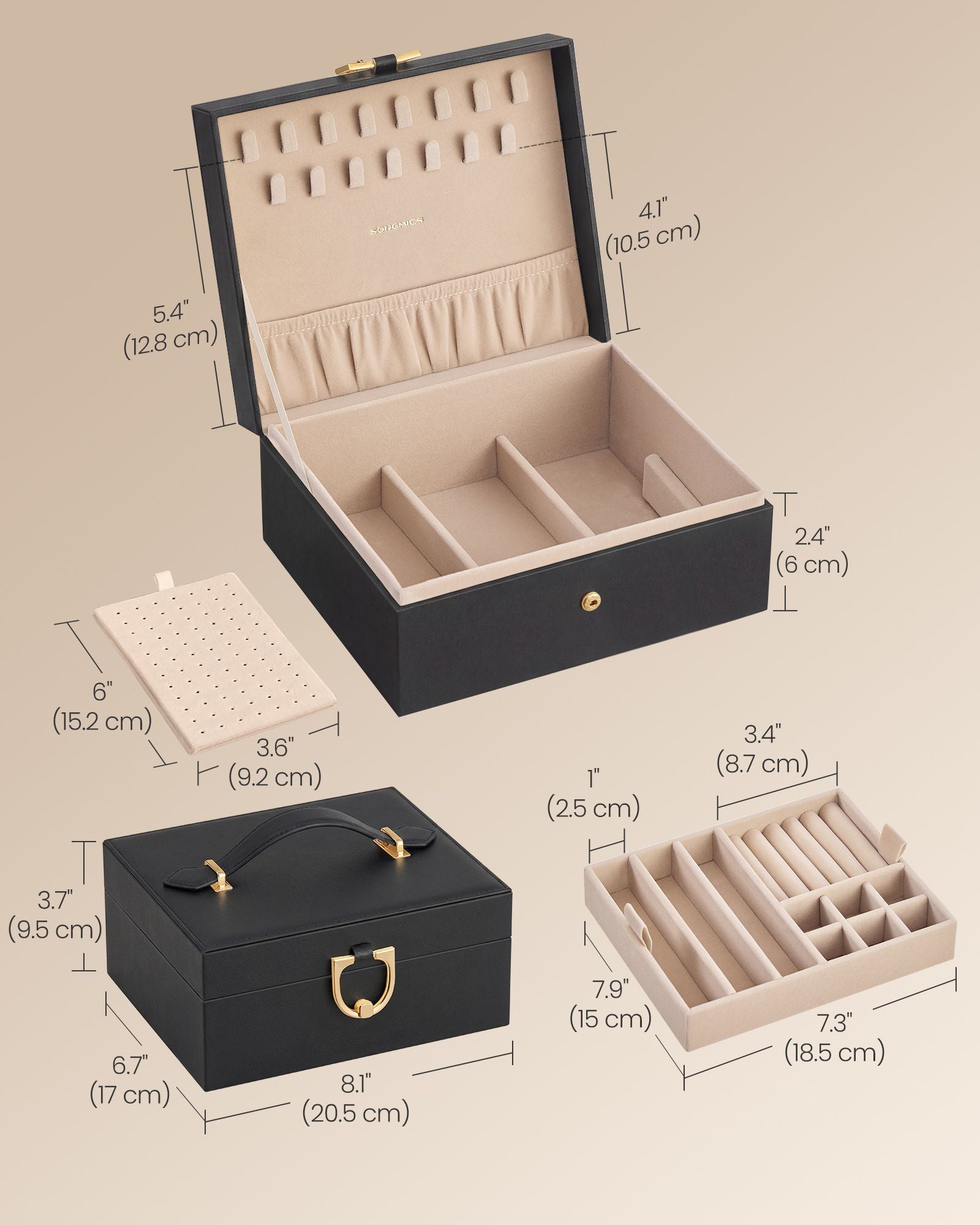2-Layer Jewelry Box Organizer - Black