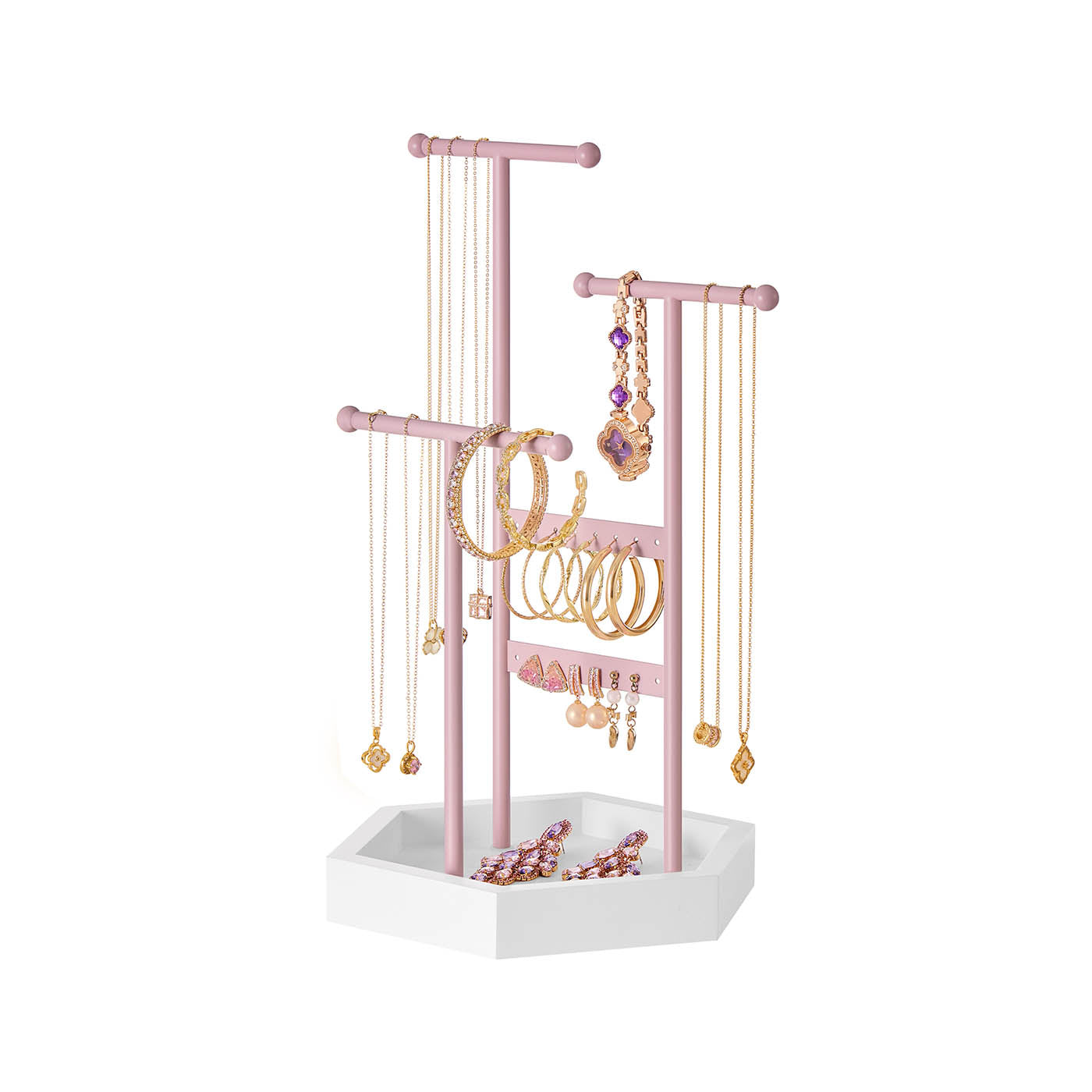 Jewelry Holder with Metal Frame - Jelly Pink, Cloud White