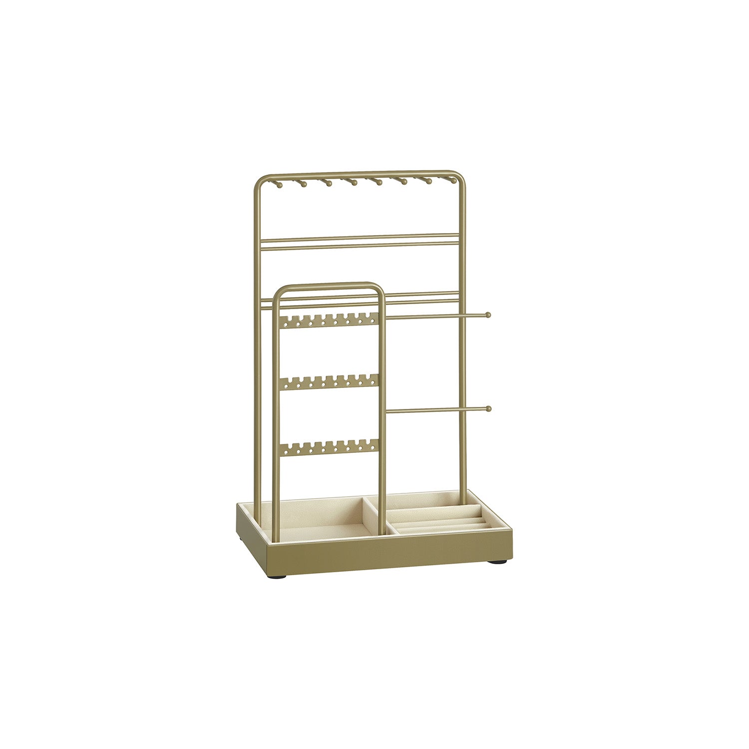 Jewelry Holder - Metal Frame With Velvet Tray - Standing Organizer - Green