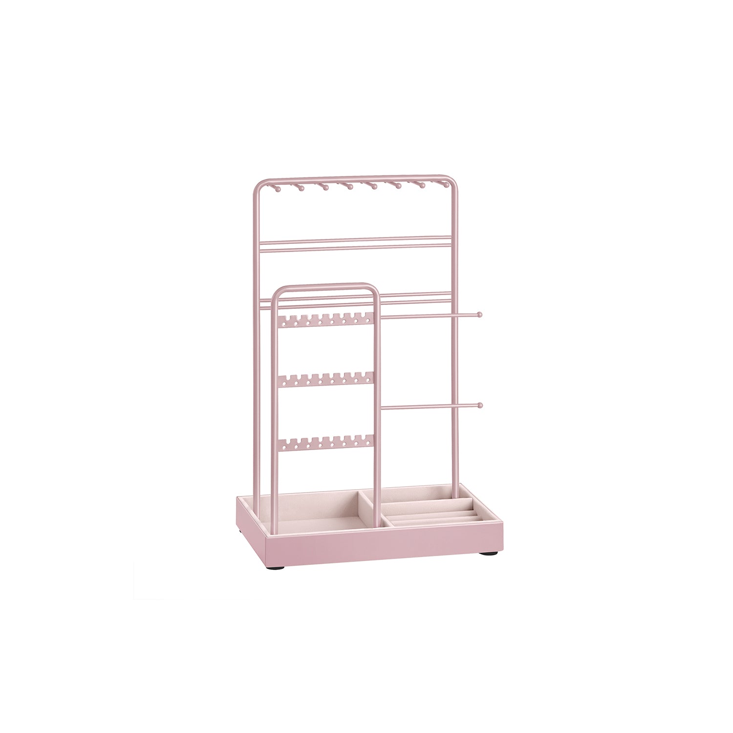 Jewelry Holder - Metal Frame With Velvet Tray - Standing Organizer - Pink