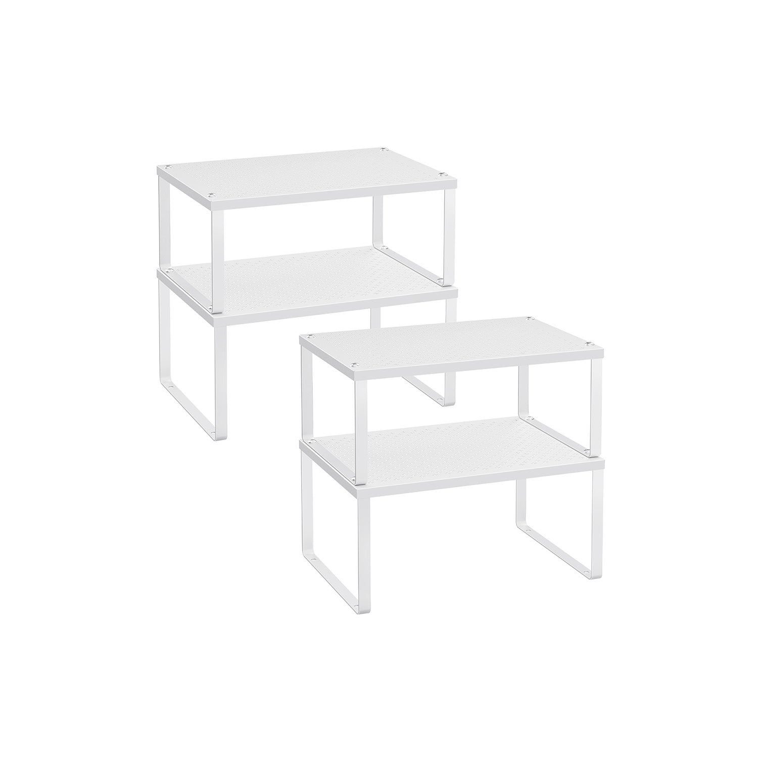 Spice Rack Set - Stackable Shelf Organizers - Black - White