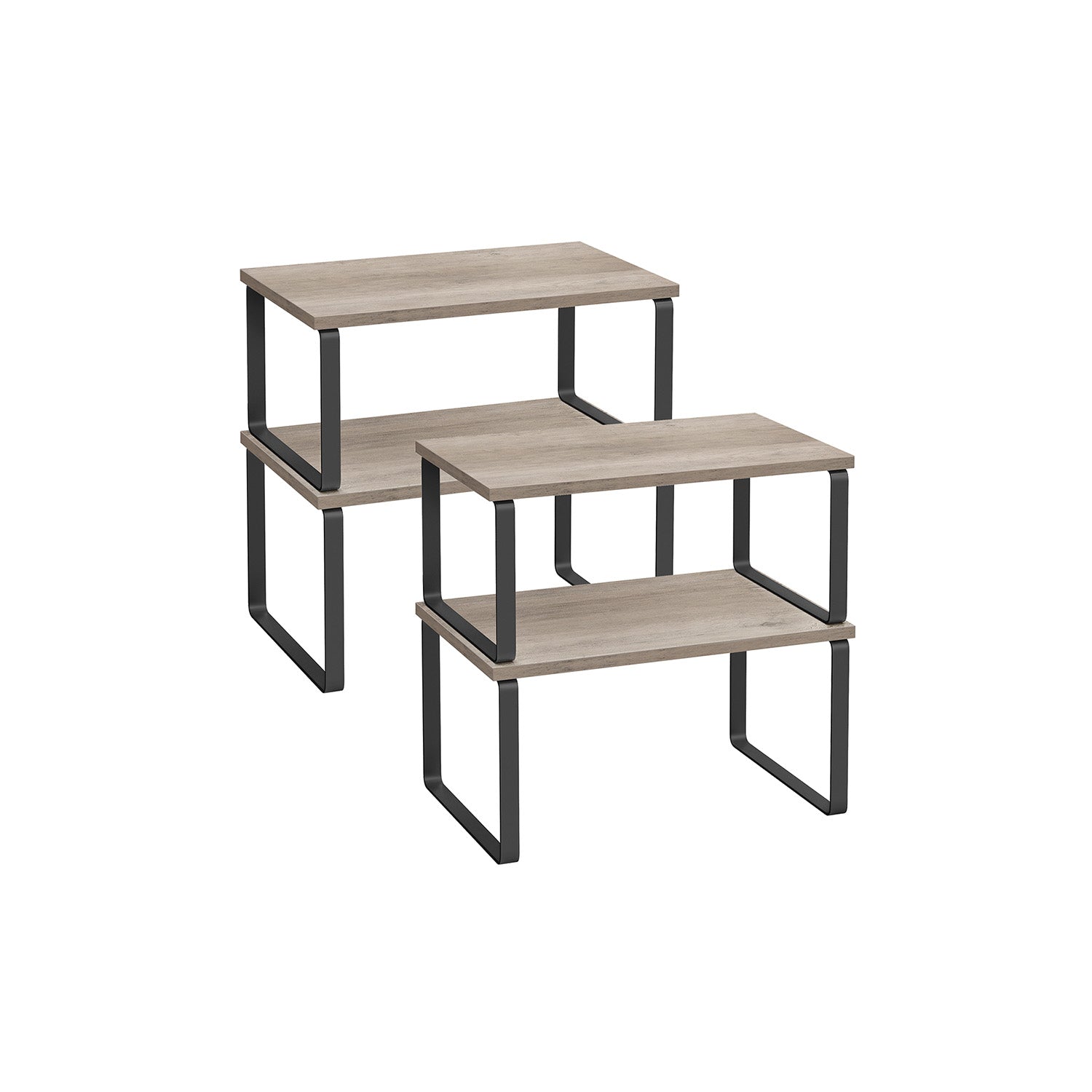 Set of 4 Kitchen Counter Shelves - Ink Black, Heather Greige