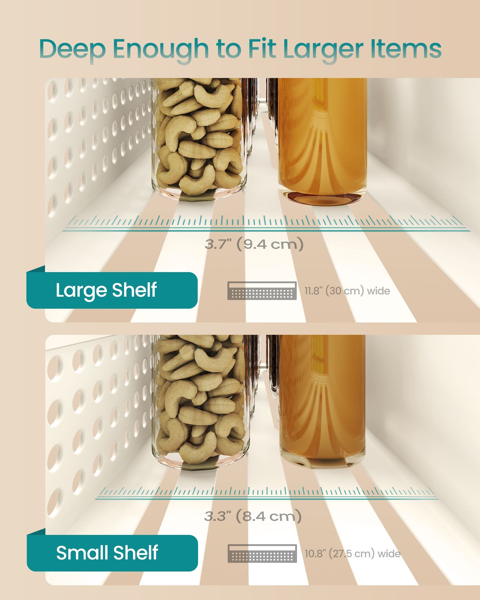 Magnetic Spice Rack for Refrigerator - Set of 4 - Cream White