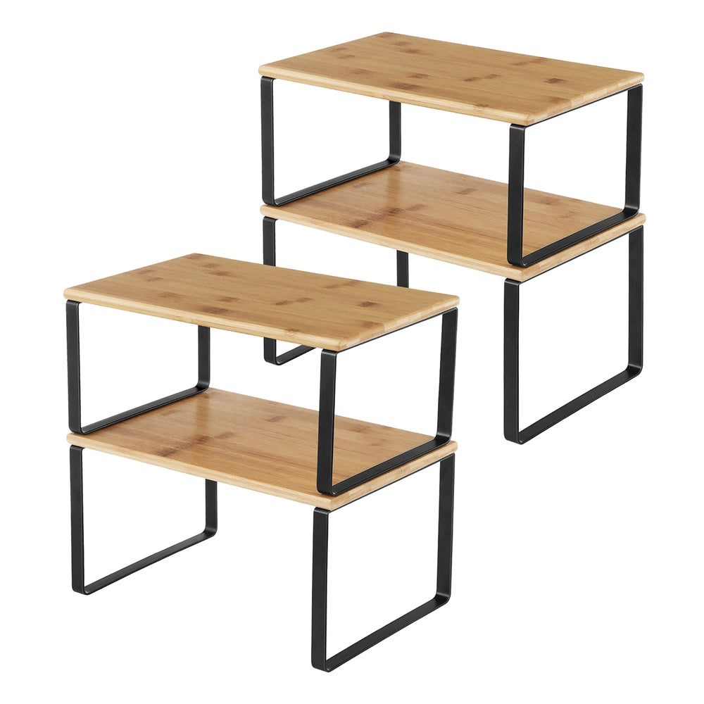 Set of 4 Kitchen Counter Shelves - Ink Black, Natural Beige