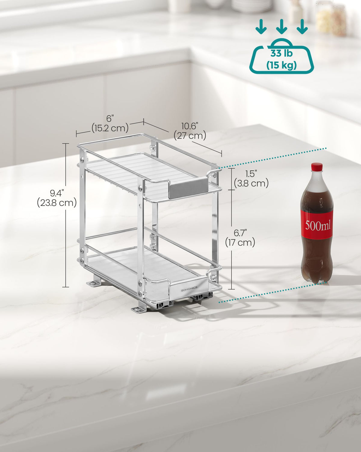 2 Tier Pull Out Spice Rack for Inside Cabinets