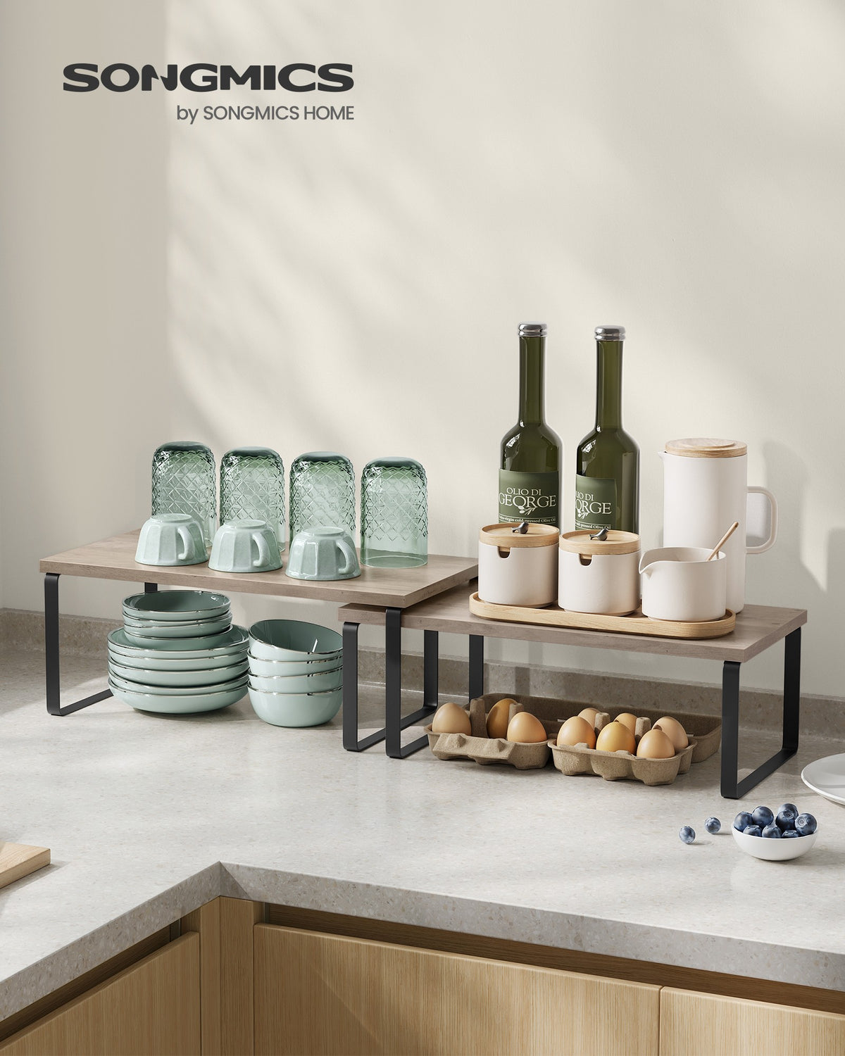 Kitchen Counter Shelves - Stackable - Set of 2