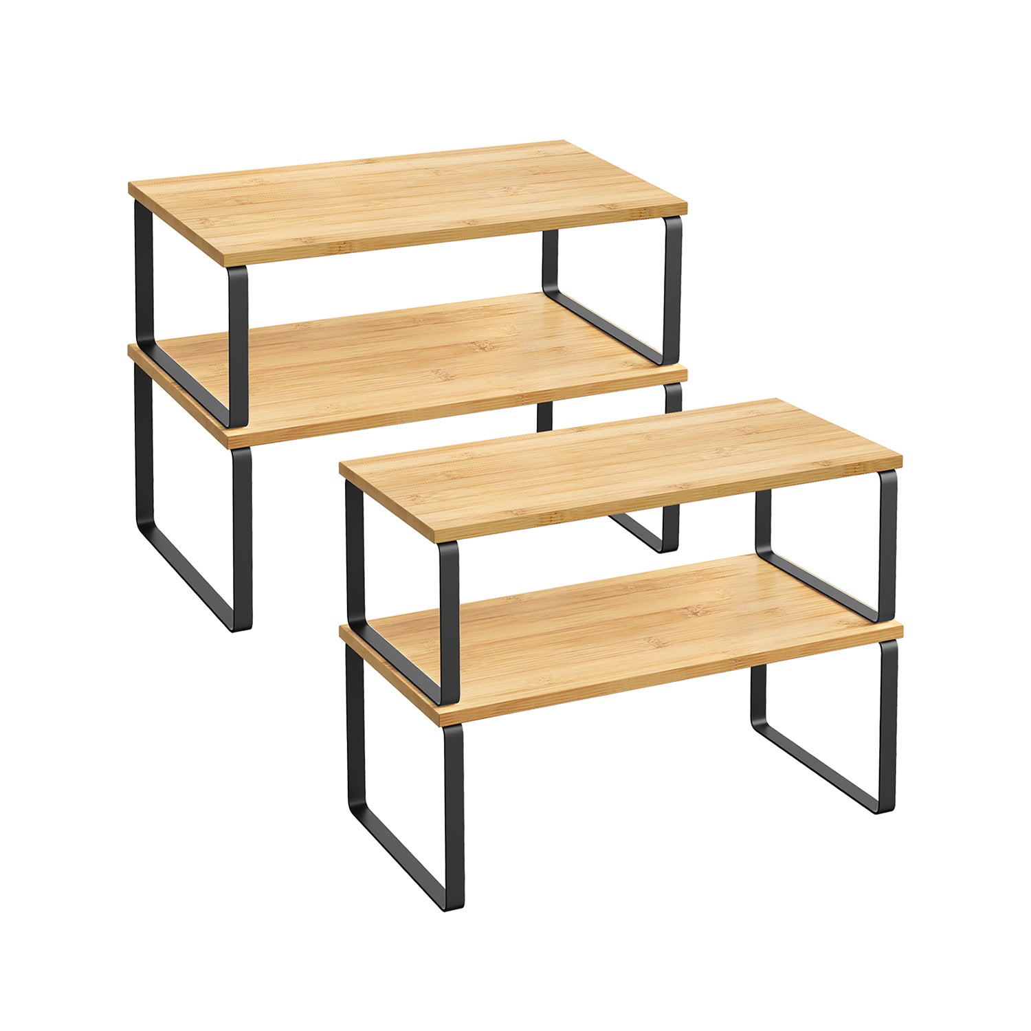 Set of 4 Kitchen Counter Shelves - Natural Bamboo