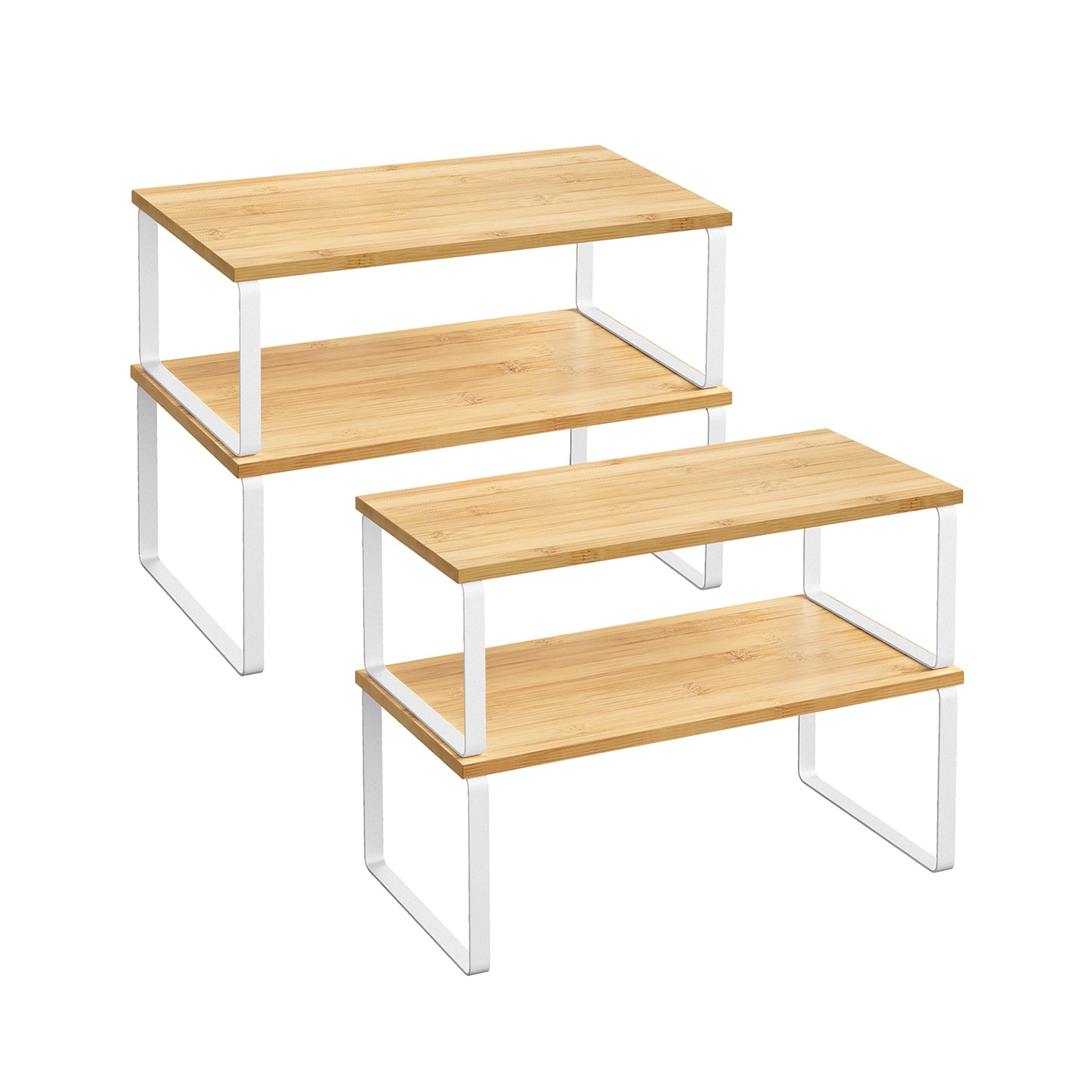 Set of 4 Kitchen Counter Shelves - Cloud White, Natural Beige