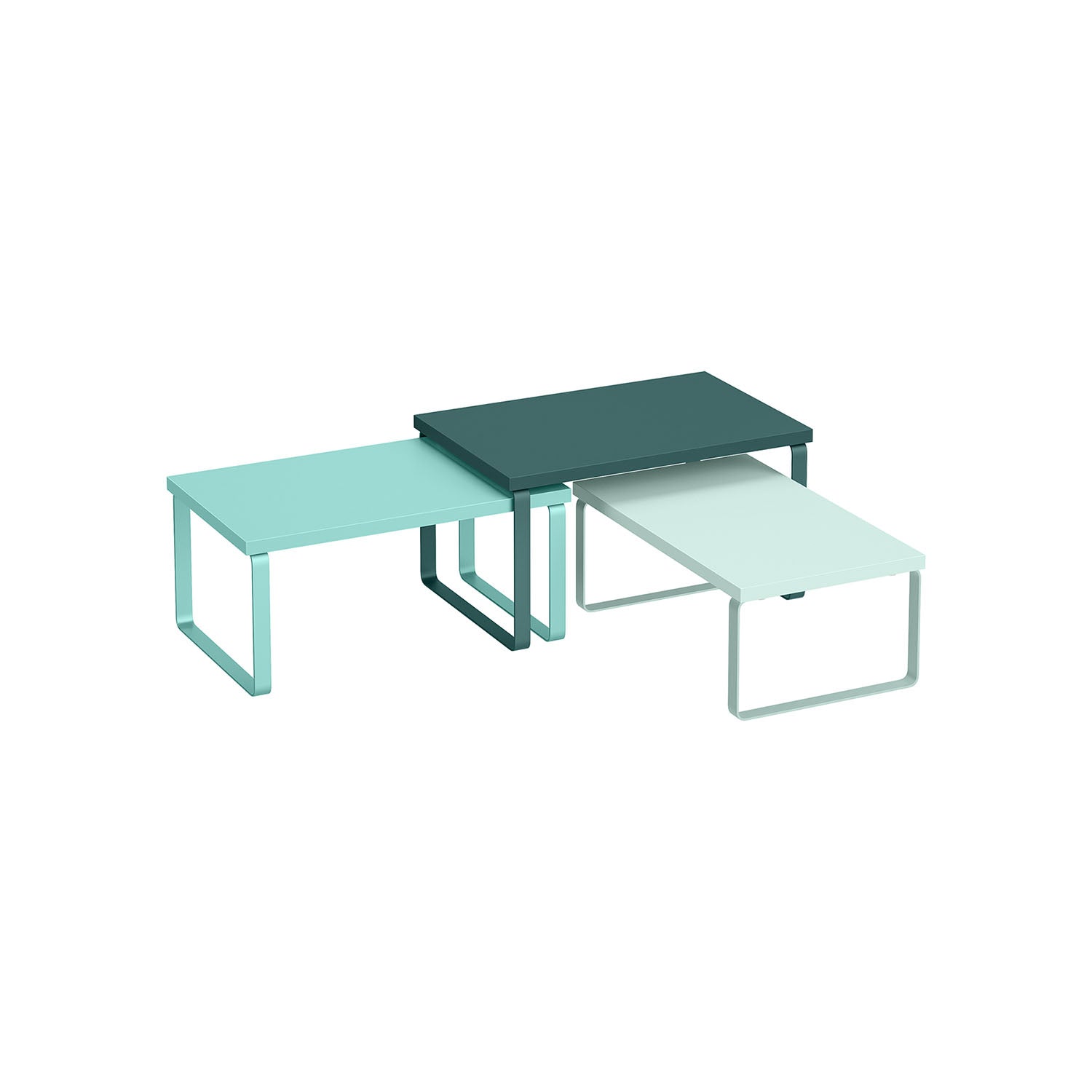 Kitchen Counter Shelves - Set Of 3 - Stackable Risers For Spice And Dish Display - Green Tones