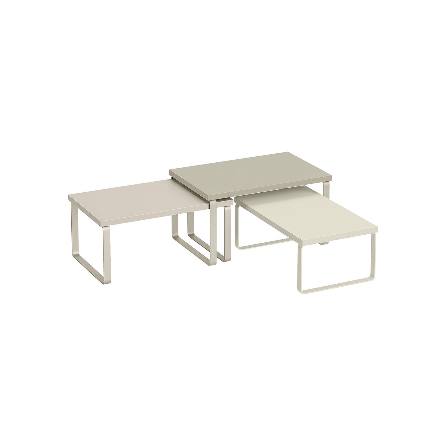 Kitchen Counter Shelves - Set Of 3 - Stackable Risers For Spice And Dish Display - Beige Tones