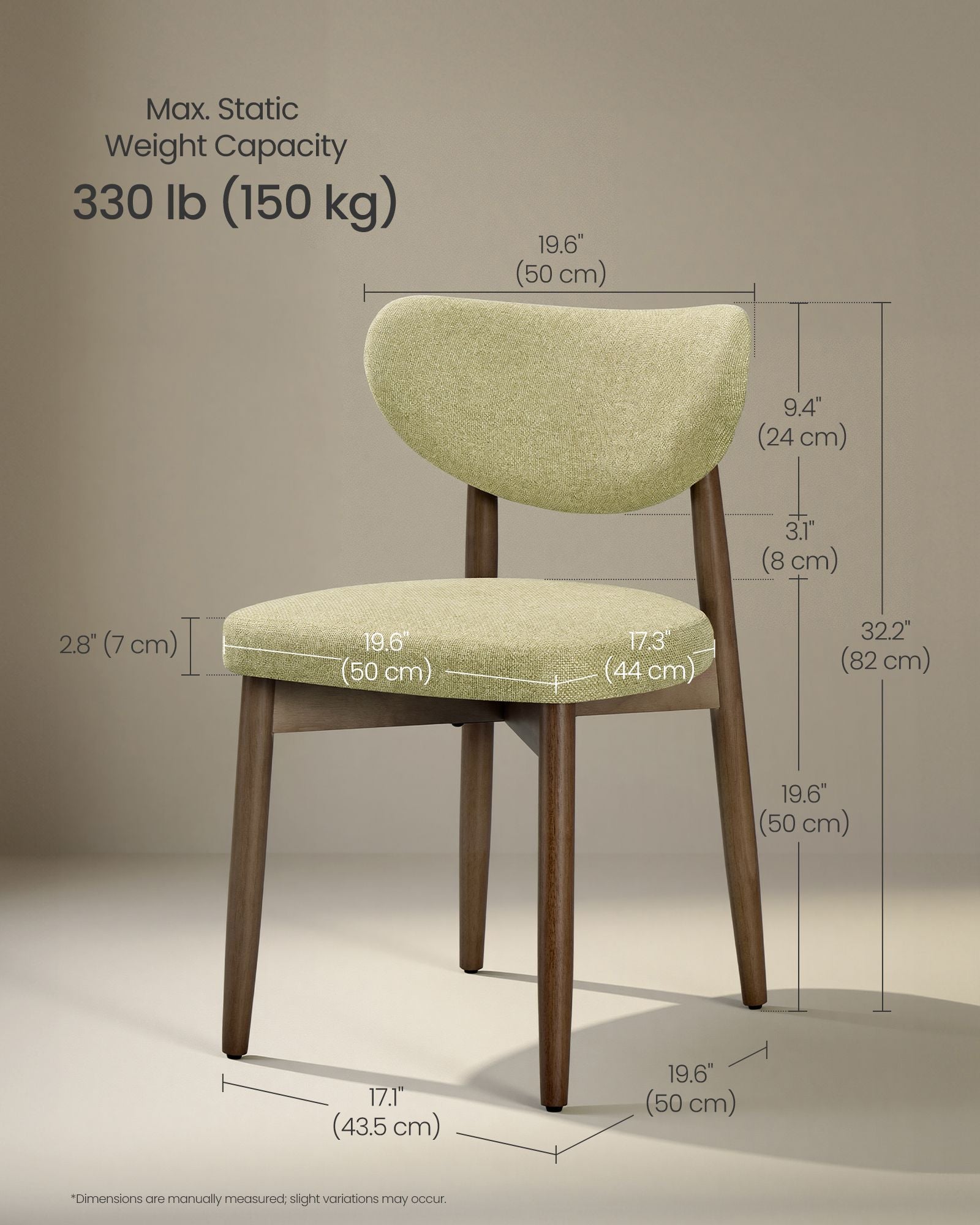 Wooden Dining Chairs Set of 2 - Sage Green - Sage Green