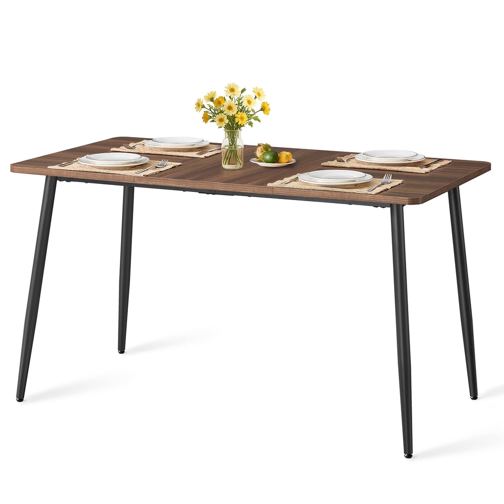 55.1" Dining Table for 4-6 People - Modern Kitchen Table - Natural Walnut, Ink Black