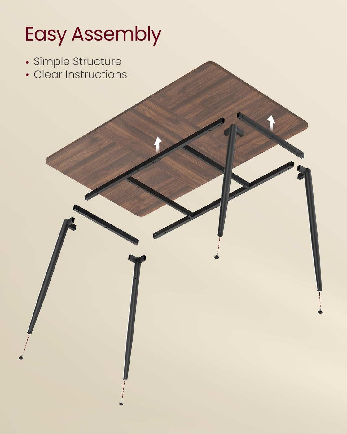 55.1" Dining Table for 4-6 People - Modern Kitchen Table - Natural Walnut, Ink Black