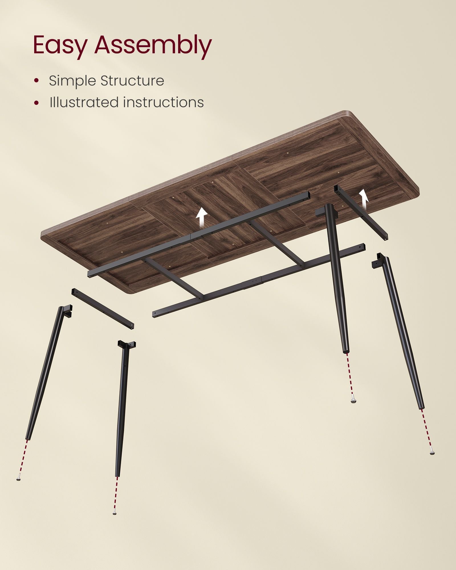 70.9" Dining Table for 6-8 People - Chestnut Walnut