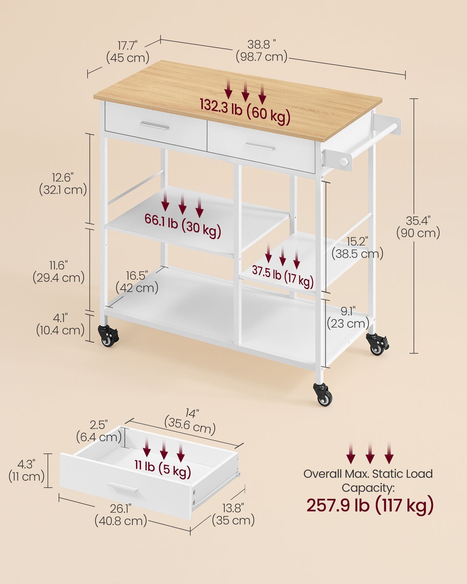 Kitchen Rolling Island - Mobile Kitchen Cart with Storage on Wheels
