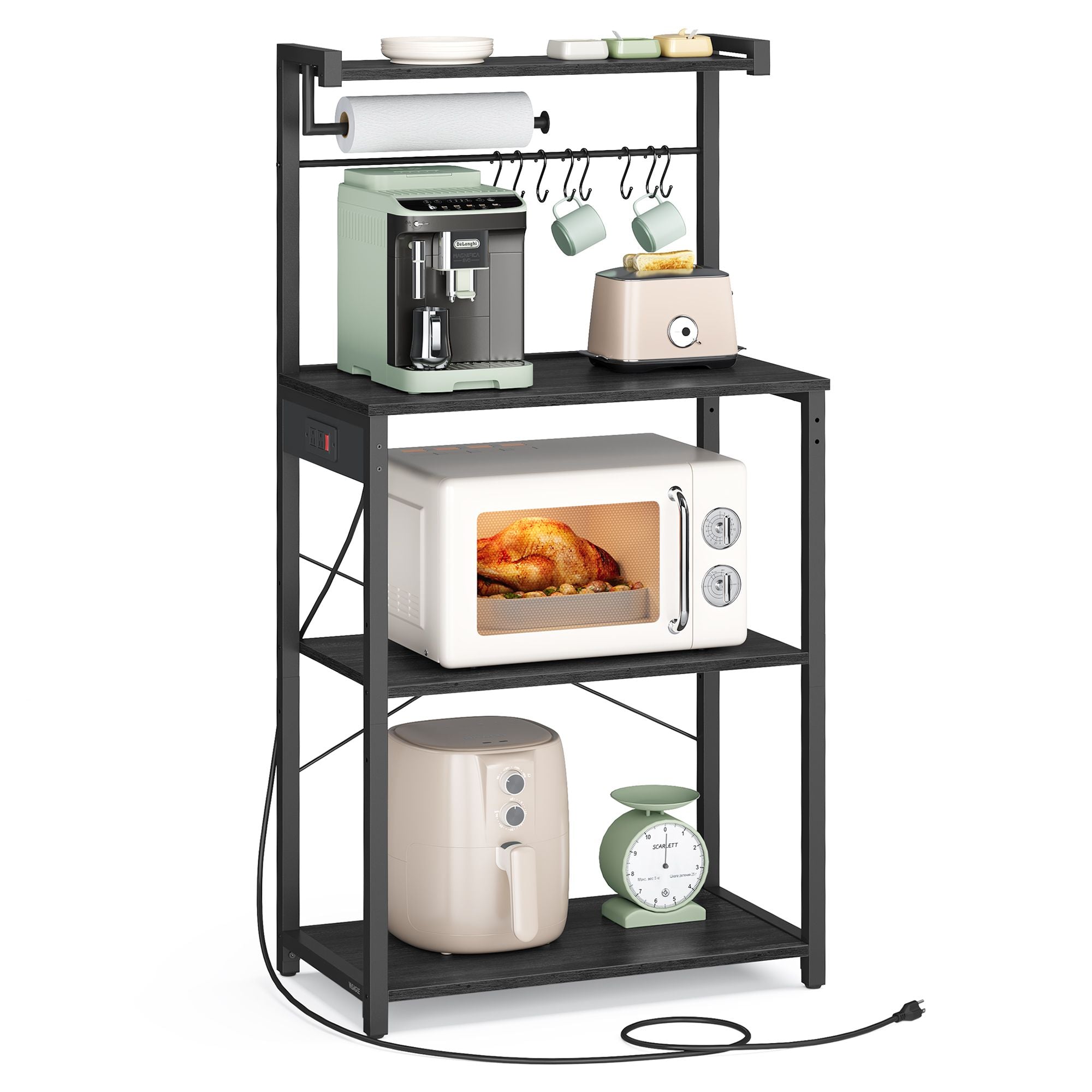 BARNET Collection - Kitchen Bakers Rack with Power Outlet