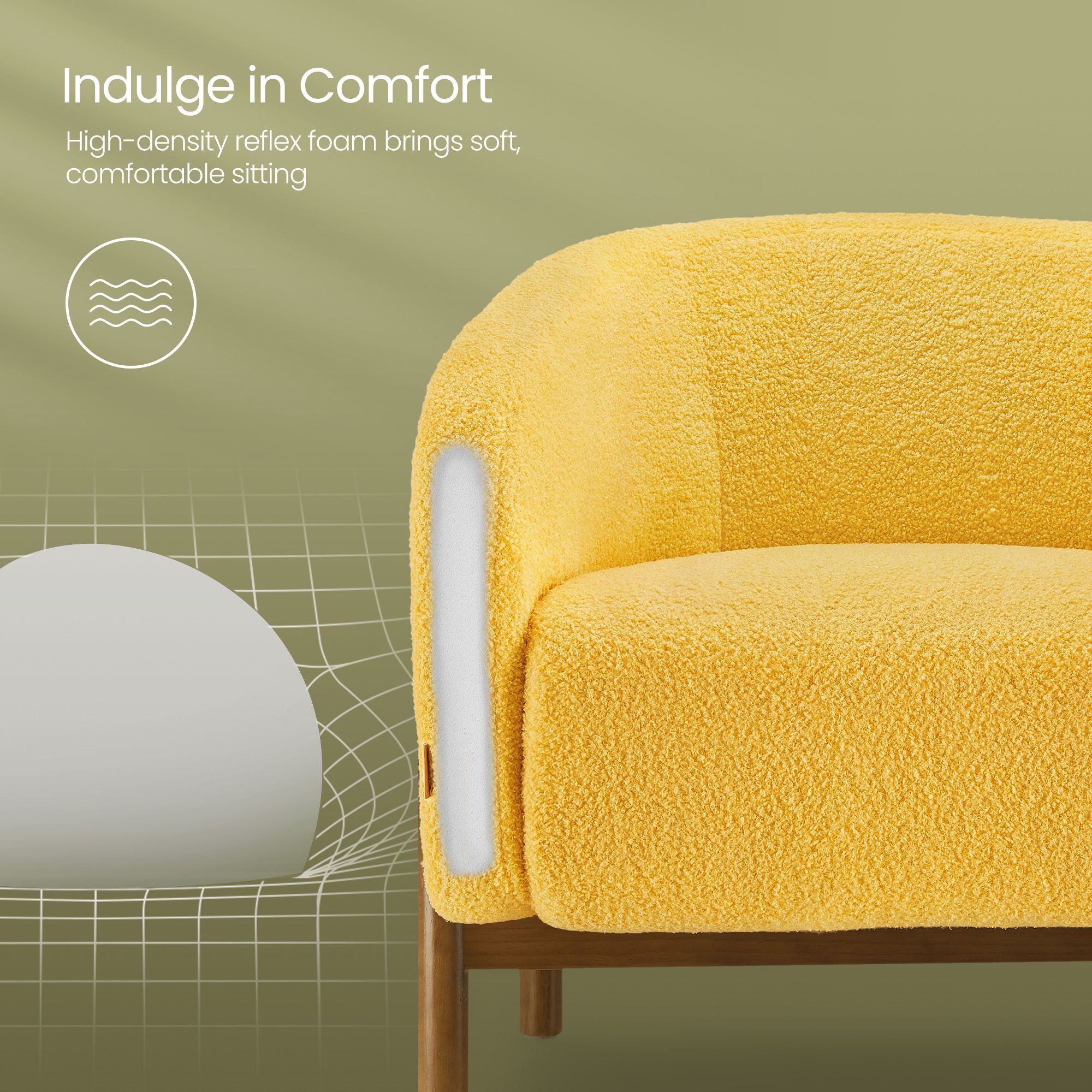 Accent Barrel Chair - Fleece Armchair with Solid Wood Legs