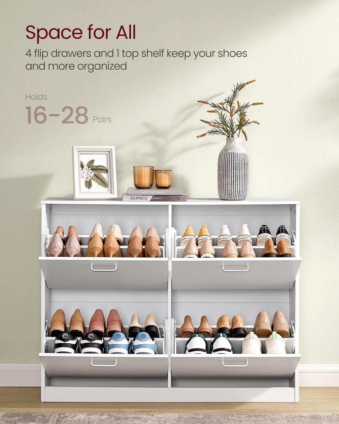 Shoe Cabinet with 4 Flip Doors