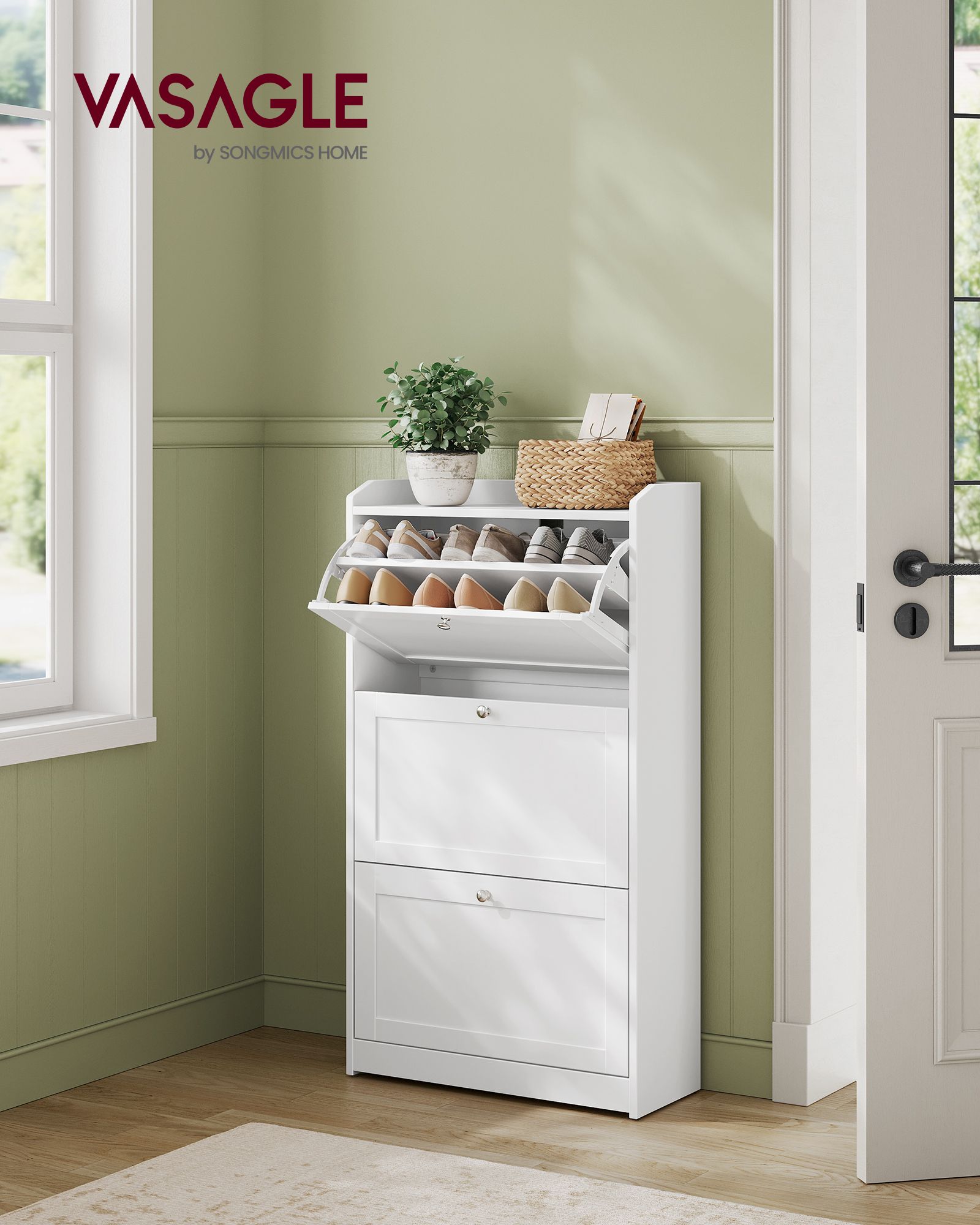 Shoe Cabinet with 3 Flip Drawers