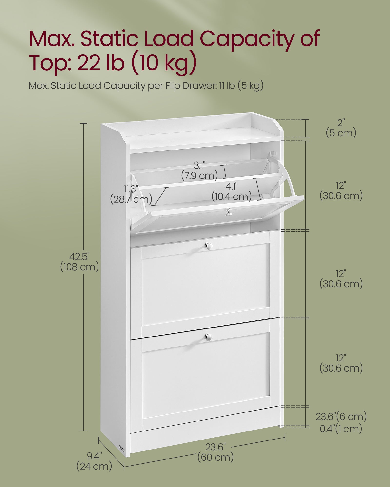 Shoe Cabinet with 3 Flip Drawers