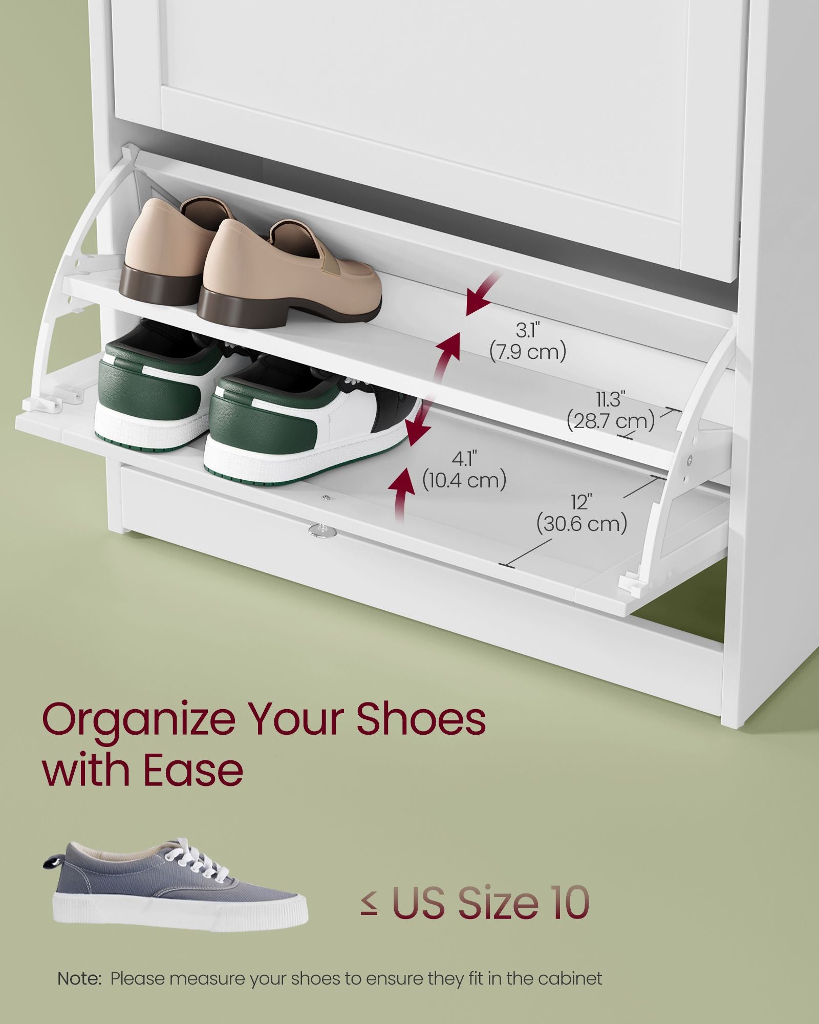 Shoe Cabinet with 3 Flip Drawers