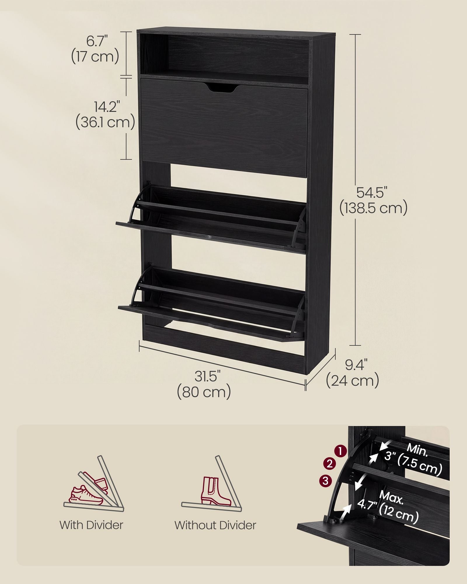 Custos Collection - Shoe Cabinet - Black