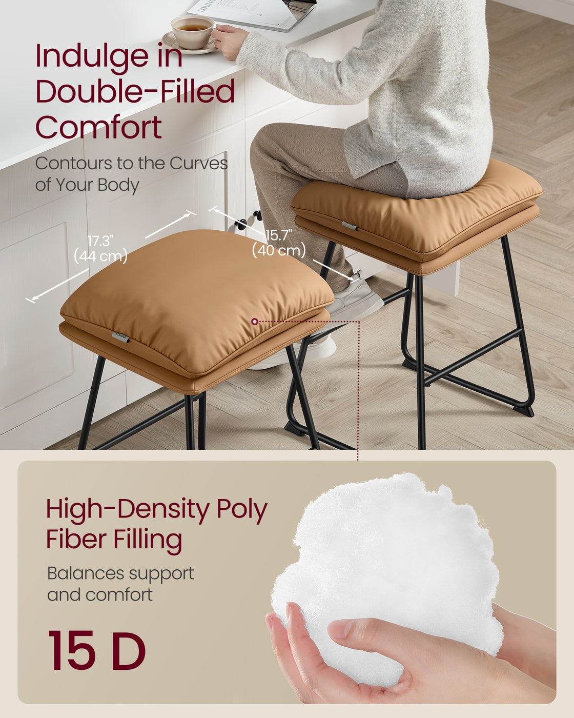 Bar Stools - Soft Cushion - Sled Base - Set of 2