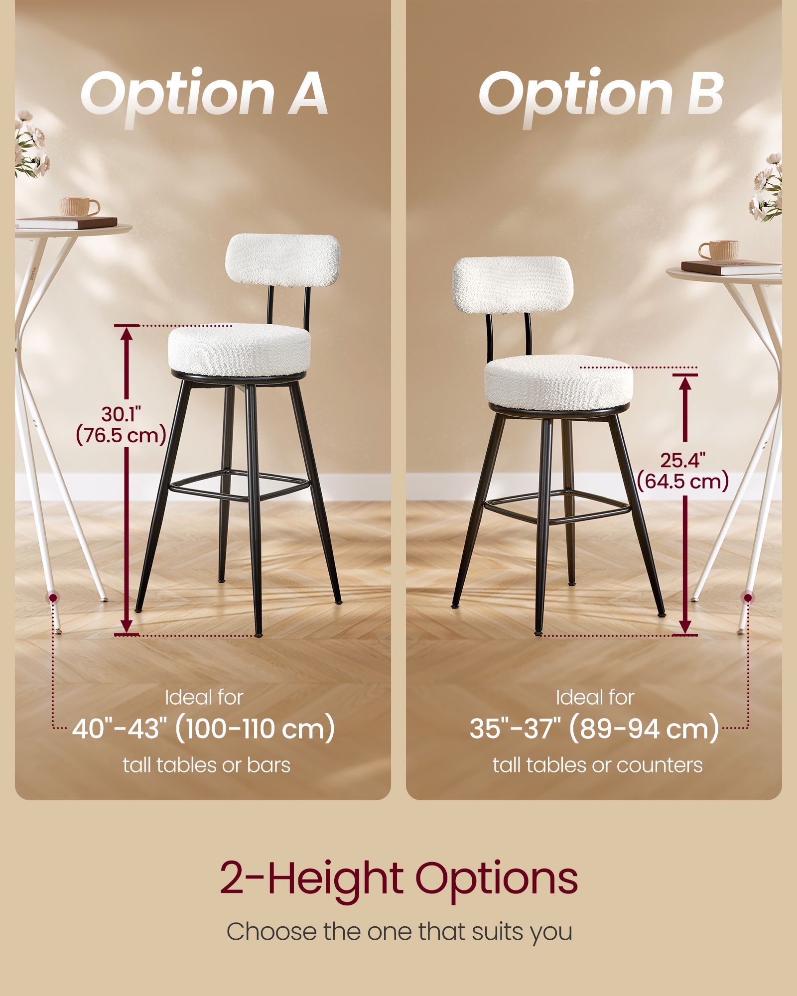 360° Swivel Bar Stools Set of 4 - 23"D x 23"W x 36"H