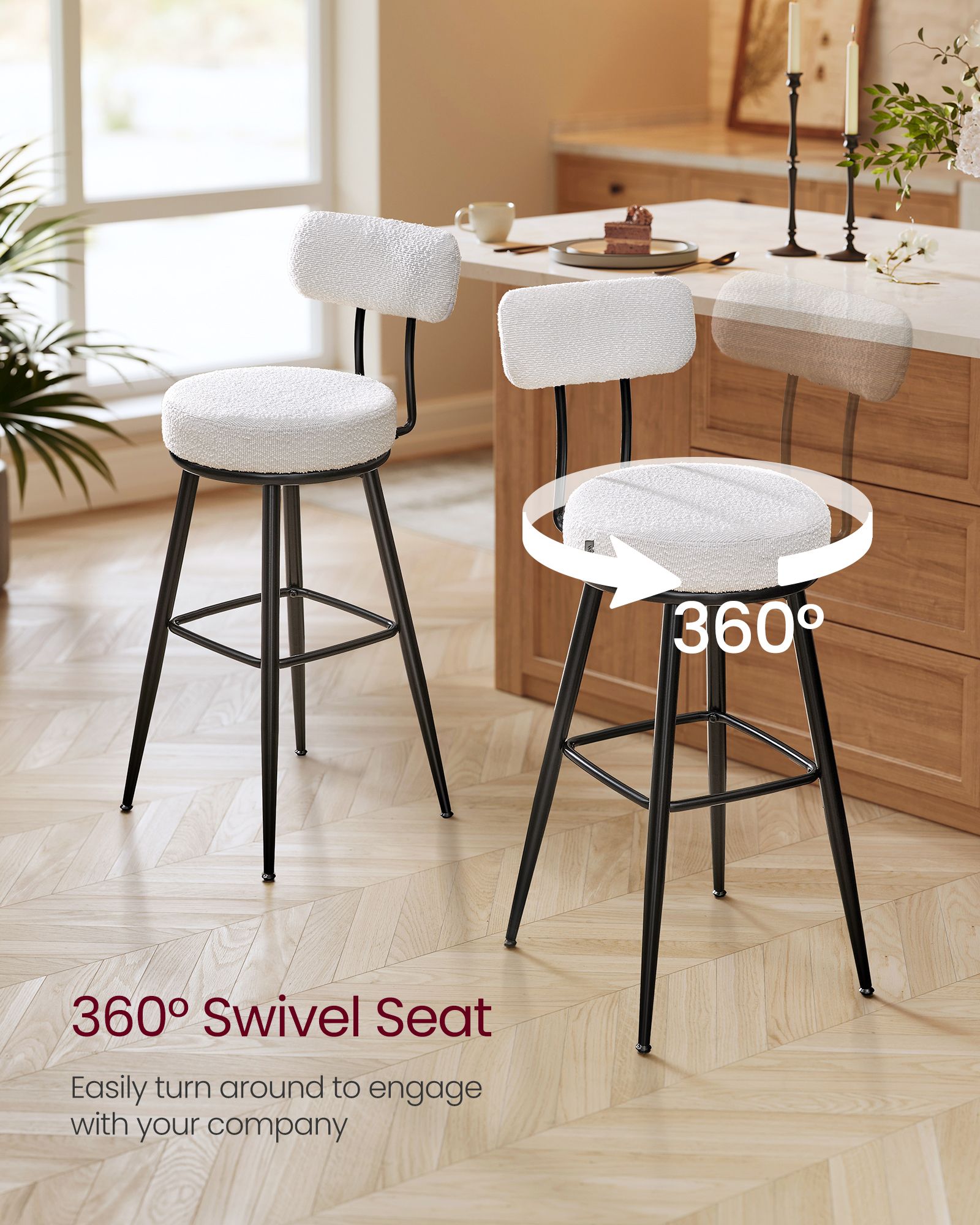360° Swivel Bar Stools Set of 4 - 23"D x 23"W x 40.2"H