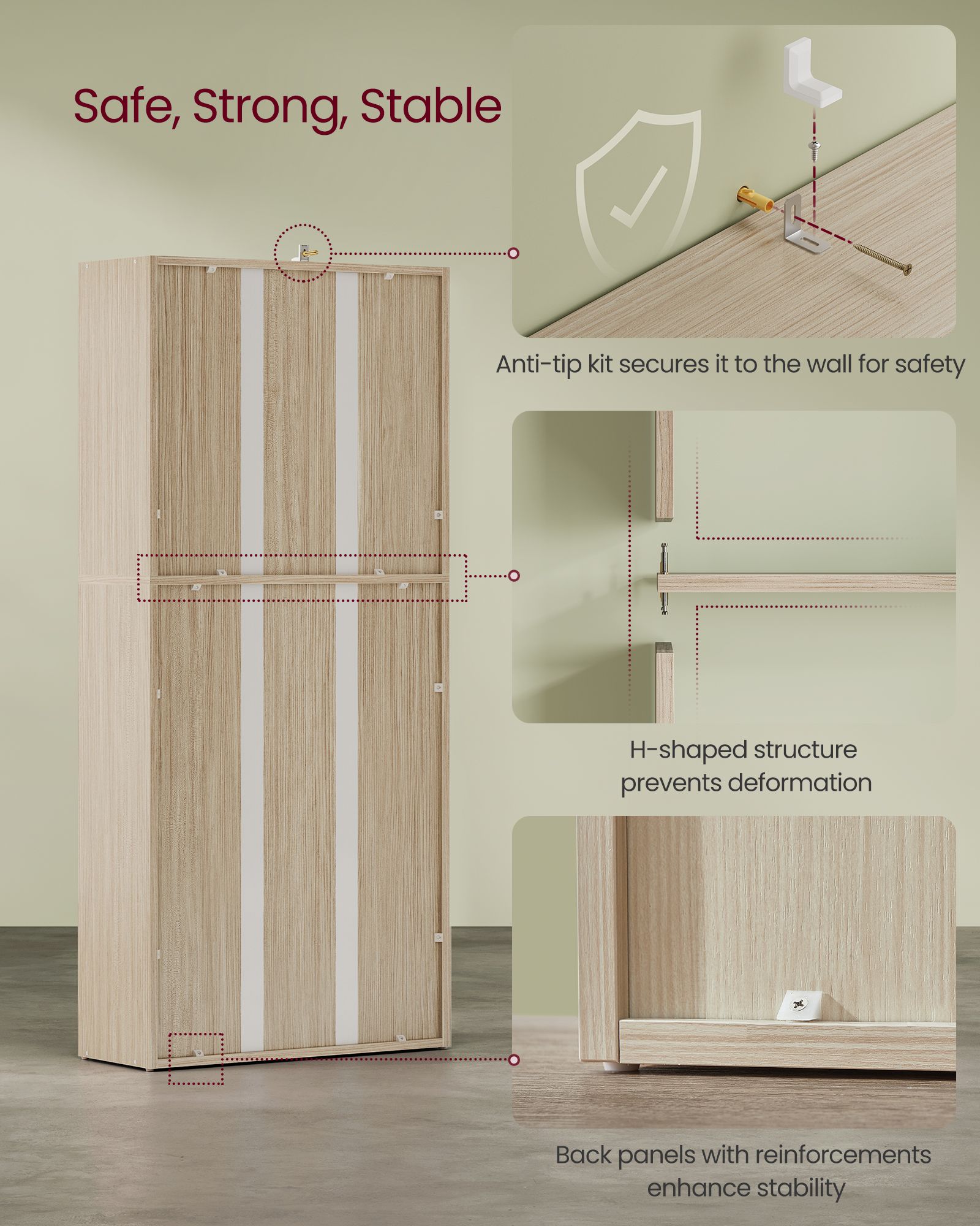 Custos Collection - Bookshelf - 5-Tier Bookcase - Book Shelf - Open Storage Shelf - 9.4 x 23.6 x 52.8 Inches - for Living Room - Home Office - Dinning Room - Natural Beige