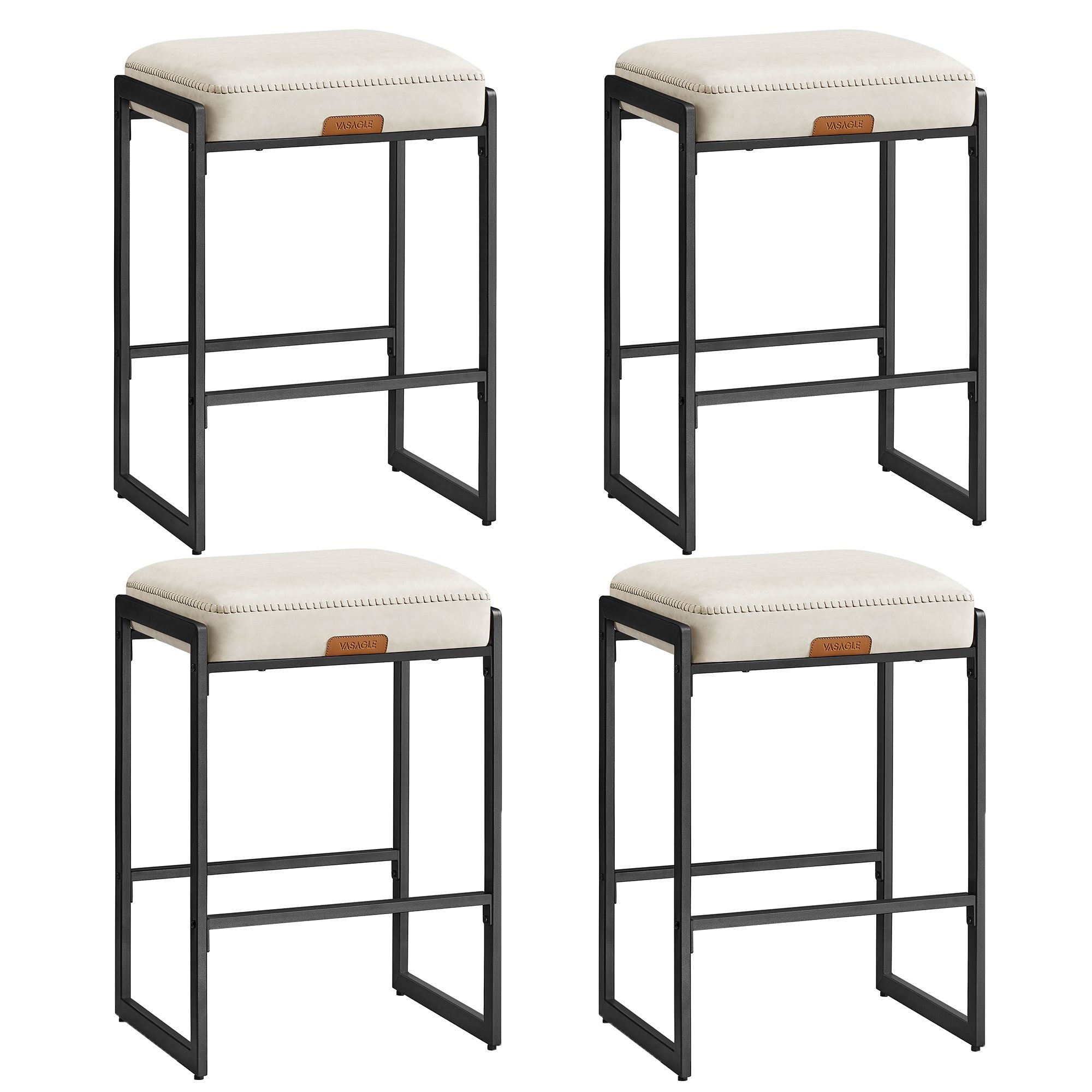 Bar Stools Set Of 4 - Counter Height - PU Leather - 26 Inch - White