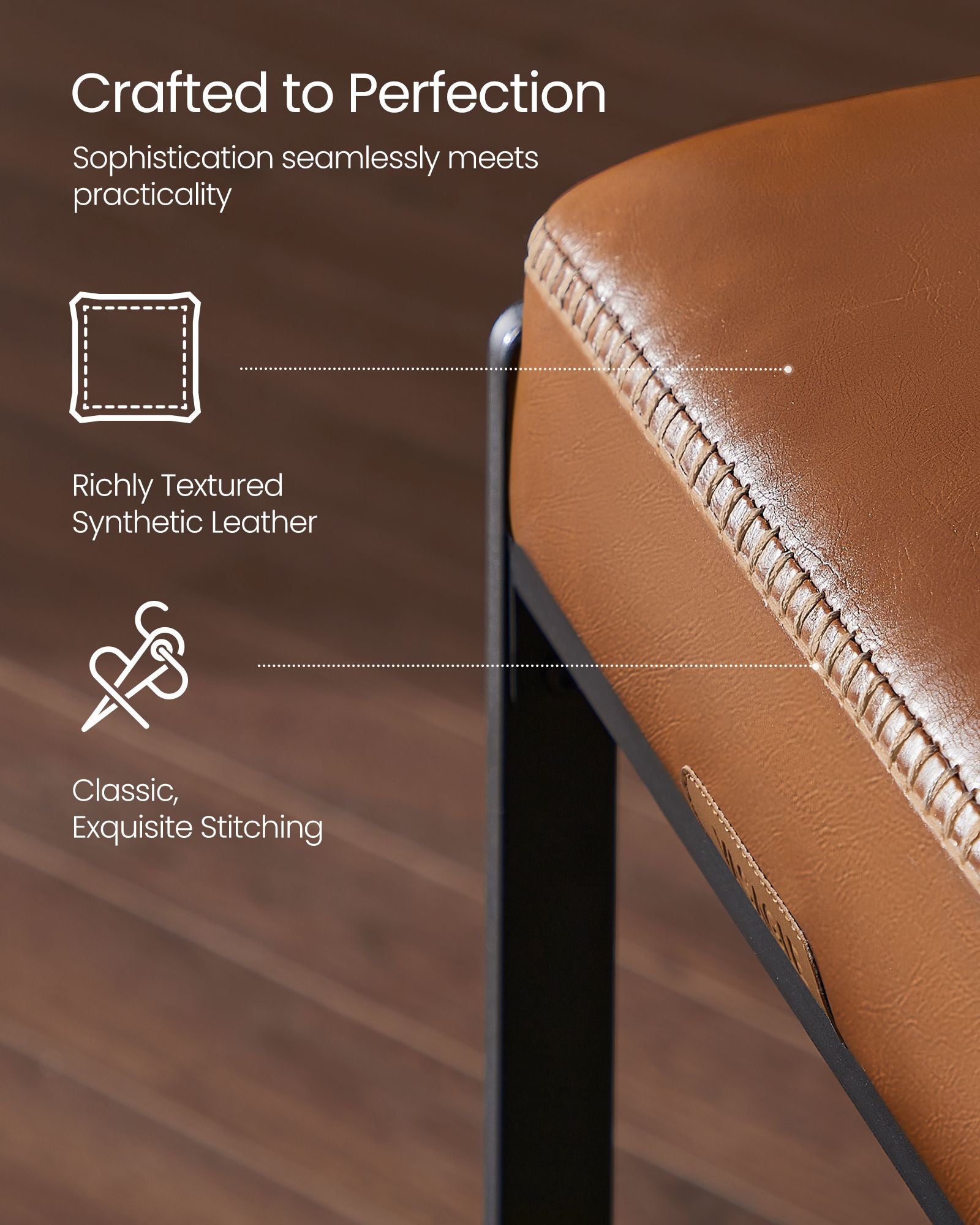 EKHO Collection Bar Stools Set of 3 - Caramel Brown