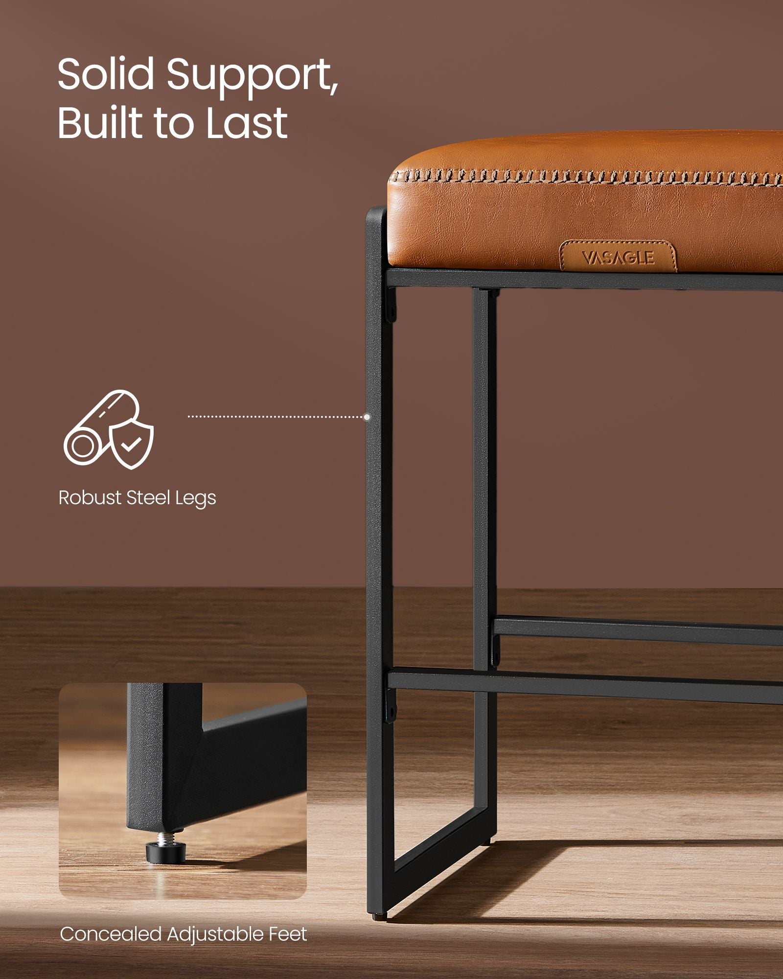 EKHO Collection Bar Stools Set of 3 - Caramel Brown