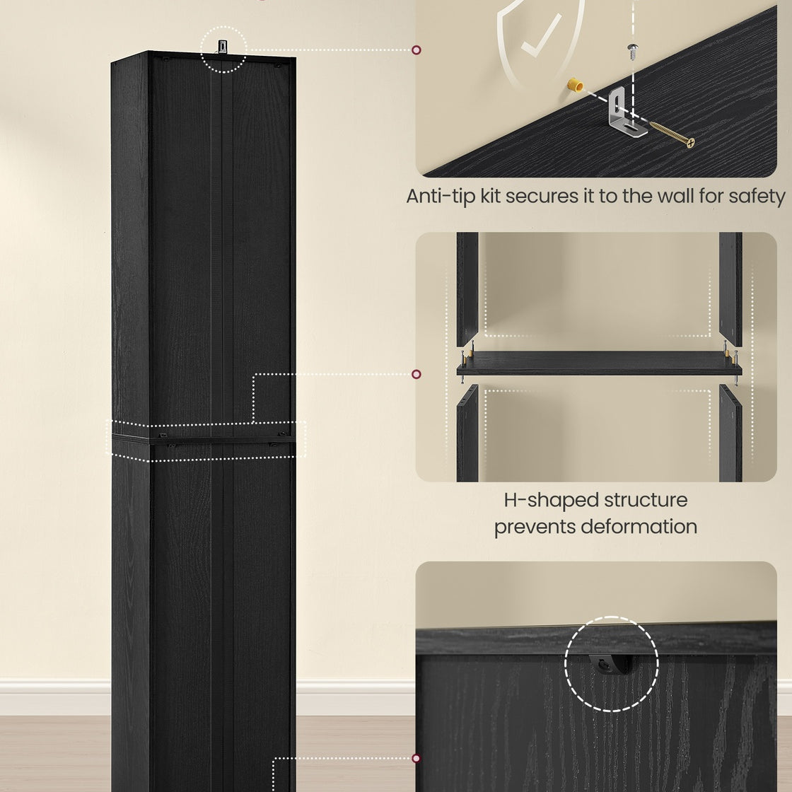 Tall Open Bookshelf - 63 Inch - Narrow With Open Storage Shelves