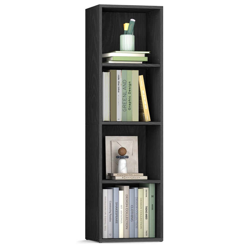 Narrow Bookshelf - 4 Tier - 42 Inch - Slim Open Storage Shelves