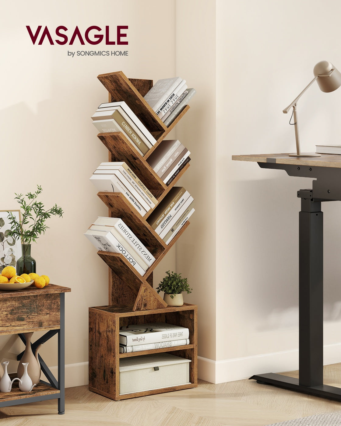 Tree-Style Bookshelf With Cabinet