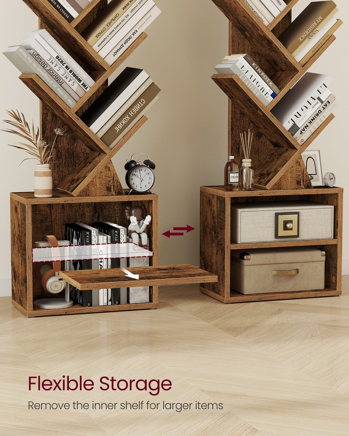 Tree-Style Bookshelf With Cabinet