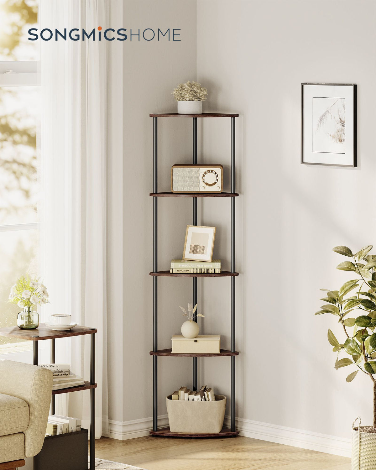 Corner Shelf - Superfast Toolless Assembly - 5-Tier Corner Standing Shelf - Corner Shelf Stand