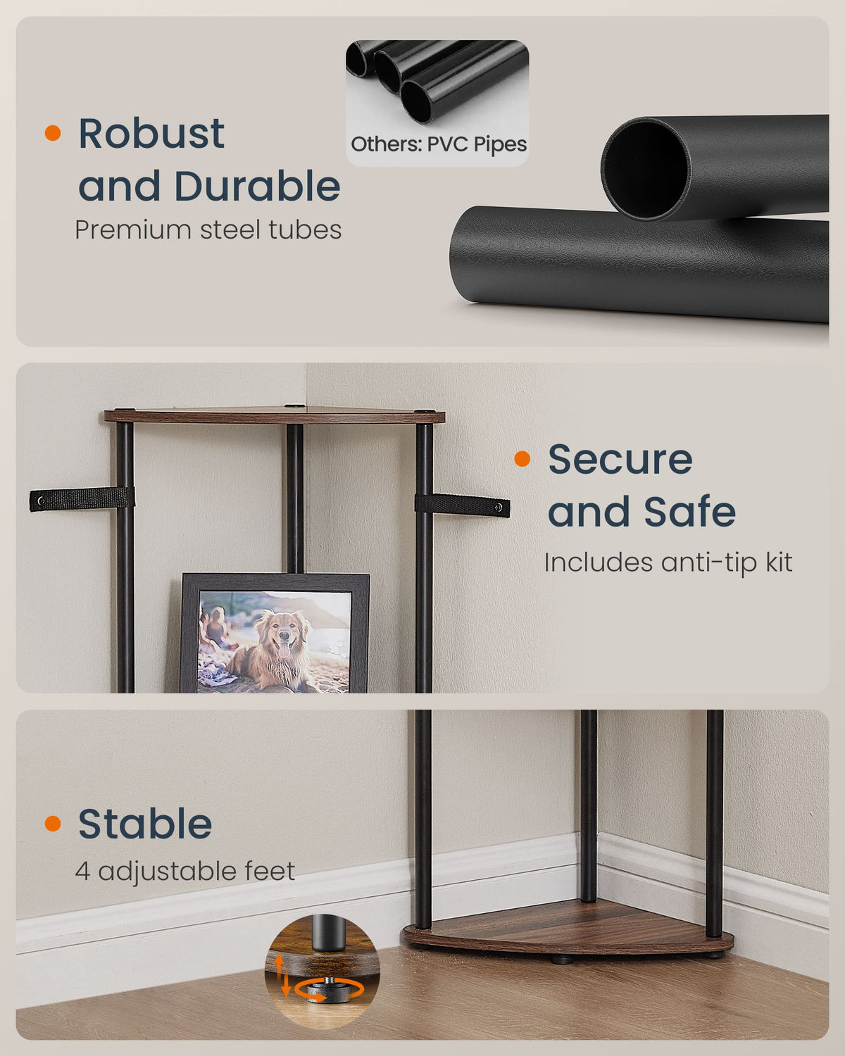 Corner Shelf - Superfast Toolless Assembly - 5-Tier Corner Standing Shelf - Corner Shelf Stand