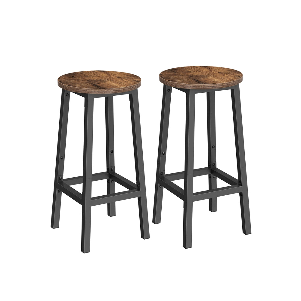 Set of Industrial Bar Stools with Steel Frame