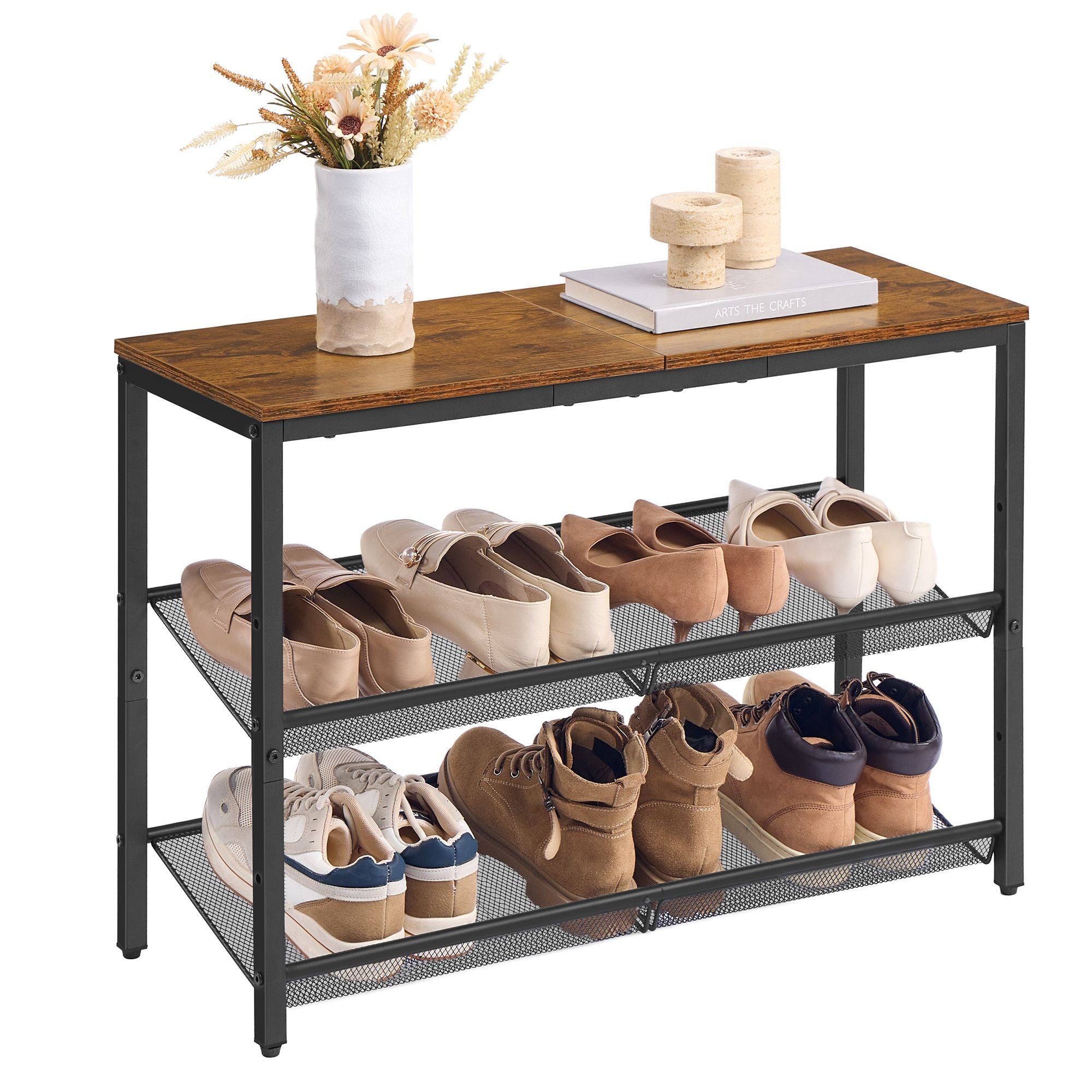 Shoe Rack for Entryway - 3-Tier Shoe Rack Organizer with Storage Shelves and Spacious Top